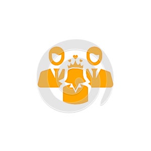 Award, business, performance, success, team, winner, crown on head violet color icon