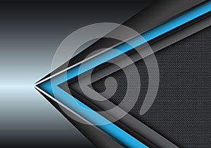 Abstract blue black speed direction on metallic with circle mesh pattern design modern futuristic background vector