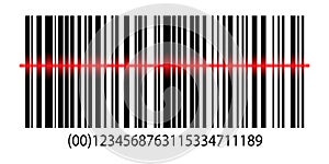 Information UPC Scanner. Digital Reader. Identification Sign. Modern simple flat bar code sign. photo
