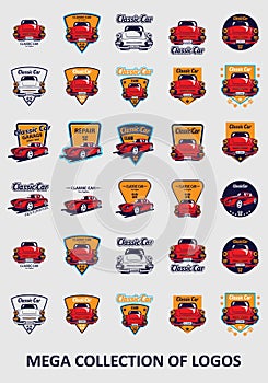 Car logos. Set of 30 car badges for your business. Modern design templates for automotive