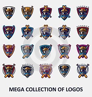 Motocross logos. Motorcycle logo illustration. Set of 20 Motocross badges for your business. Modern design templates for automotiv
