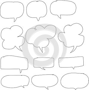 Icon Speech bubble doodle set with accentuation photo