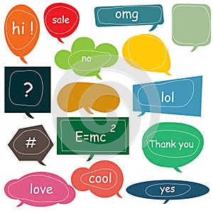 Set of Icon Speech bubble doodle  with accentuation , Clouds and bubbles for speech photo