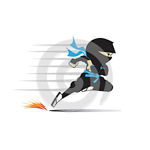 Ninja running fast, vector illustration photo