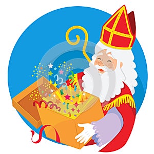Sinterklaas holding a box of surprises photo