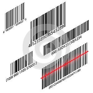 Information UPC Scanner. Digital Reader. Identification Sign. Modern simple flat bar code sign. photo