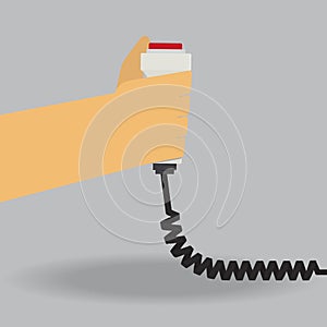 Hand pushing nurse call button.