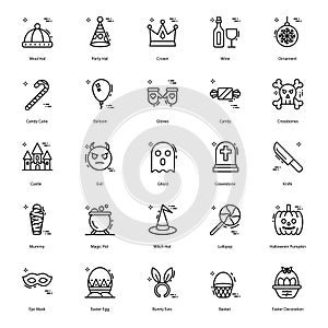 Easter Decoration Line Icons Pack photo