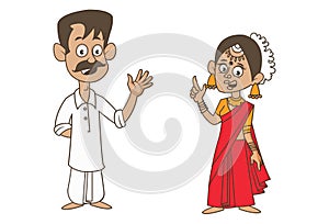 Cartoon Illustration Of Andhra Pradesh Couple photo