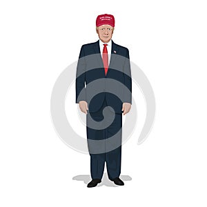 Vector illustration of President Donald Trump in red hat