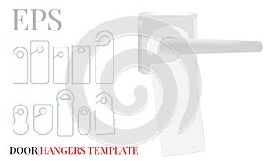 Door Hanger Template, Vector with die cut / laser cut lines. White, clear, blank, isolated Door Hanger mock up photo