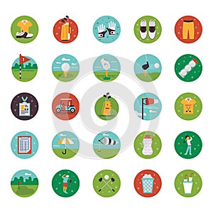 Golf Course Flat Icons