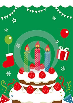 Christmas card /invitation,greeting etc. Christmas cake illustration. No text