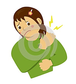 Woman`s pain vector illustration / Stiff shoulders photo