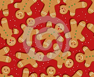 Seamless Holiday gingerbread man pattern for gift wrap.