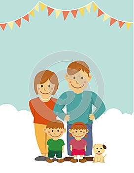 Nuclear family vector illustration / text space