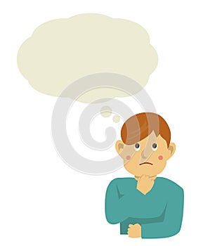 Thinking young man illustration  with speech bubble