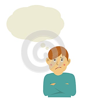 Thinking young man illustration  with speech bubble