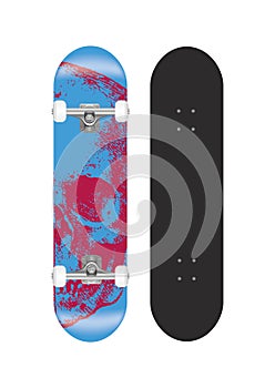 Skateboard vector template illustration / skull