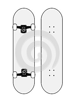 Skateboard vector template illustration / flat white