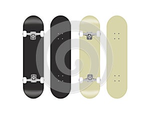 Skateboard vector template illustration set / black and white