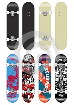 Skateboard vector template illustration set