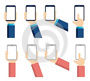 Hand holding smartphone template set