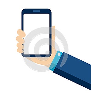 Hand holding smartphone template / male