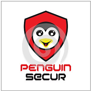 Penguin Secur Simple Logo Vector Ilustration