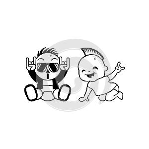 Heavy metal hand gesture vector illustration,baby metal hand