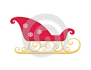 Santa Claus sleigh color icon isolated on white background. Vector illustration of christmas decoration