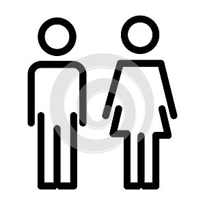 Male female bathroom icon. Restroom boy or girl lady sign symbol. Toilet wc vector concept.