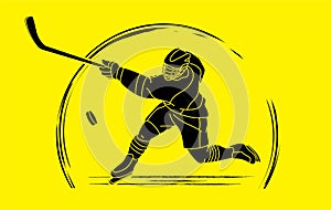 Ice Hockey player action cartoon sport graphic