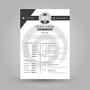 Curriculum vitae template a combination of black and white looks elegant photo