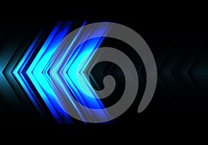 Abstract blue light line arrow speed direction on black blank space design modern futuristic technology background vector