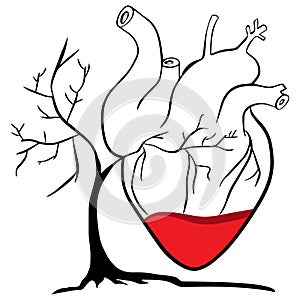 Print with tree and heart. True love.