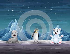 Many animals in the north pole illustration