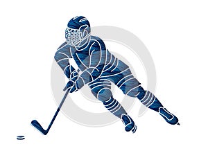 Ice Hockey player action cartoon sport graphic