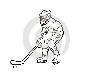 Ice Hockey player action cartoon sport graphic