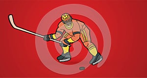 Ice Hockey player action cartoon sport graphic