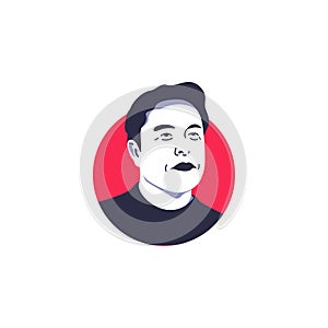 Elon Musk face portrait vector illustration