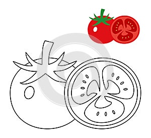 Tomatoes coloring food fruits vegetable vector design cartoon for childreen