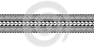 Maori polynesian tattoo bracelet. Tribal sleeve seamless pattern vector. Samoan border tattoo design fore arm or foot. Armband tat photo