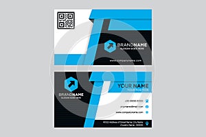 Blue and black geometric modern creative business card and name card,horizontal simple clean template vector design