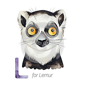 Cute Lemur for L letter. photo
