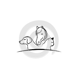 Animal care logo dog horse cat