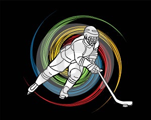 Ice hockey player action graphic