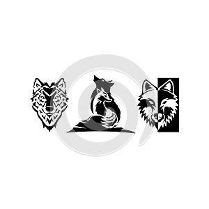 Wolf howling on the top mountain for logo