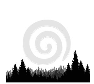 Cool Black Shilouette Landscape View of Trees Forest Nature Cartoon