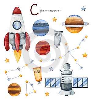 Cosmonaut for C letter. photo